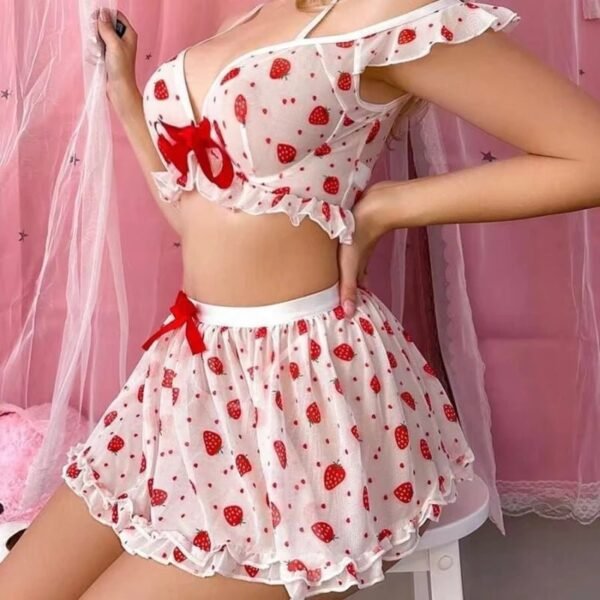 Sfcb8e6c6f0bd40dab85d989bc1c57ae79.jpg Strawberry Print Lace Pajama Set