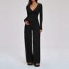 Women’s Deep V Yoga & Flare Pants Set