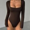 Women’s Square-Neck Long-Sleeve Bodysuit
